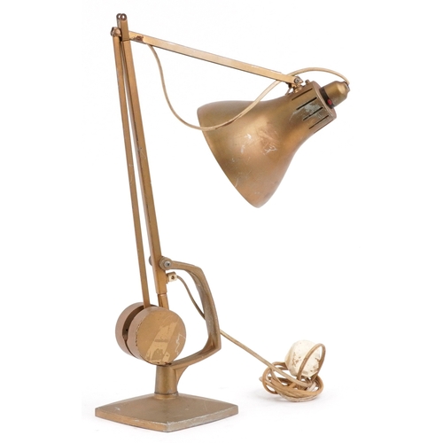 1793 - Horstman, a mid century gilt painted Anglepoise table lamp, 80cm high extended.