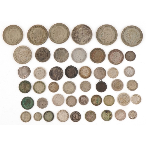 1099 - 19th century and later British and World silver coins to include half crowns, florins, sixpences, si... 