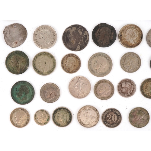 1099 - 19th century and later British and World silver coins to include half crowns, florins, sixpences, si... 