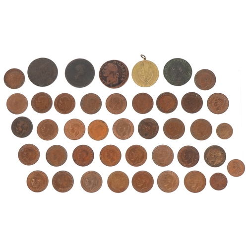 1107 - 18th century and later British copper coins and tokens including a 1794 Chichester halfpenny in extr... 