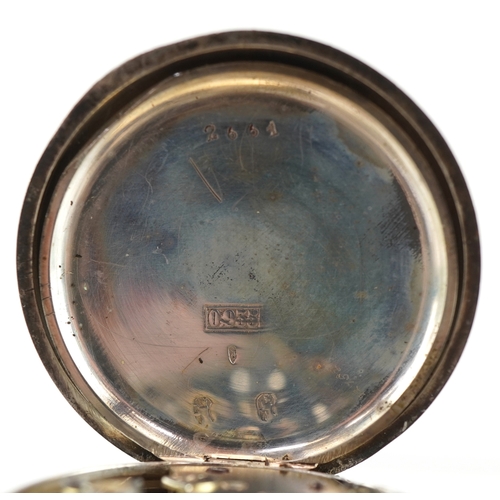 3398 - Four antique and later ladies and gentlemen's silver cased open face pocket watches, the largest 45m... 