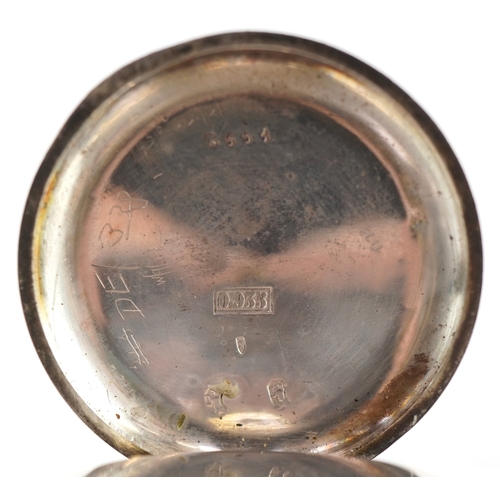 3398 - Four antique and later ladies and gentlemen's silver cased open face pocket watches, the largest 45m... 