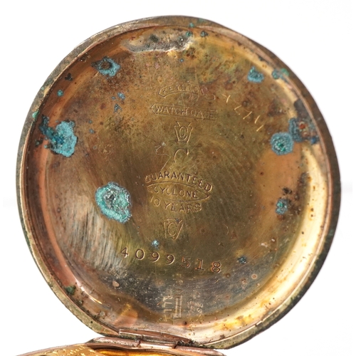 3380 - Two ladies silver open face pocket watches with enamelled dials and an Elgin gold plated manual wind... 