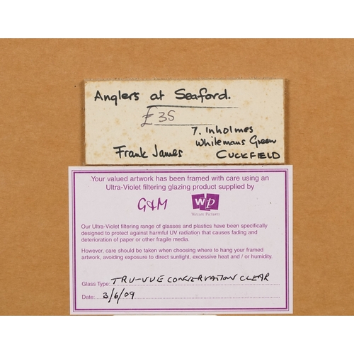 2282 - Frank J. James - Anglers at Seaford, 20th century British school watercolour on paper, signed, frame... 