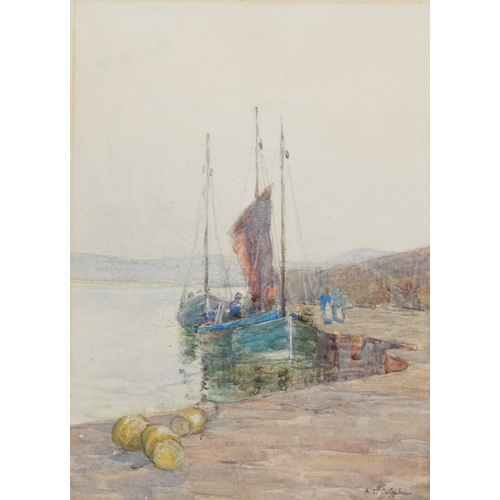 2242 - Harbour scene, early 20th century British school watercolour on paper, indistinctly signed, framed, ... 