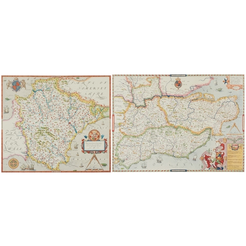 Saxton's Map of Devonshire and Saxton's Map of Kent, Sussex, Surrey ...