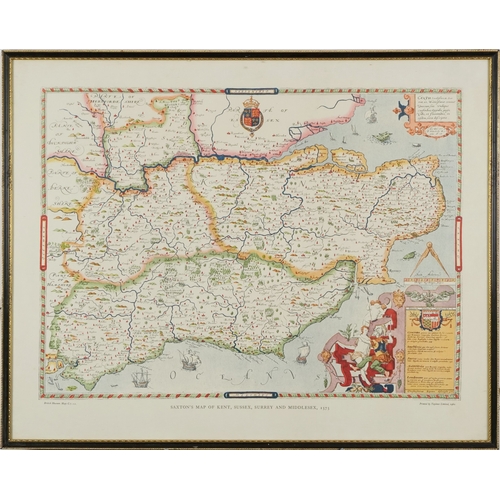 Saxton's Map of Devonshire and Saxton's Map of Kent, Sussex, Surrey ...