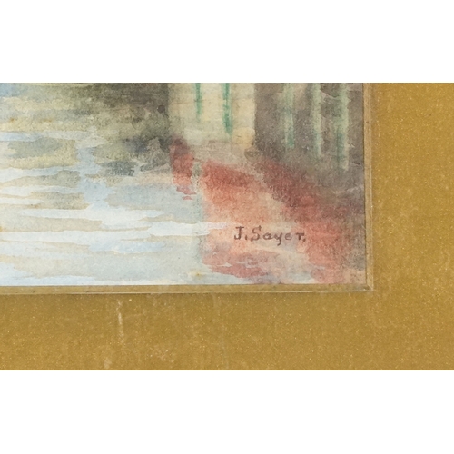 2248 - J. Sayer - Canal scene, 20th century British school watercolour on paper, signed, framed and glazed,... 