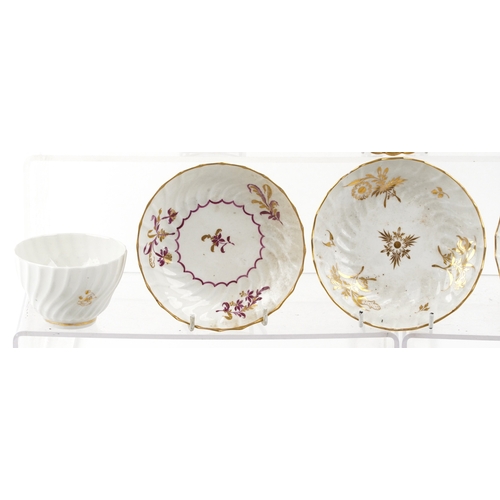 542 - 19th century English fluted and scalloped porcelain including teacups, tea bowls and saucers, the la... 