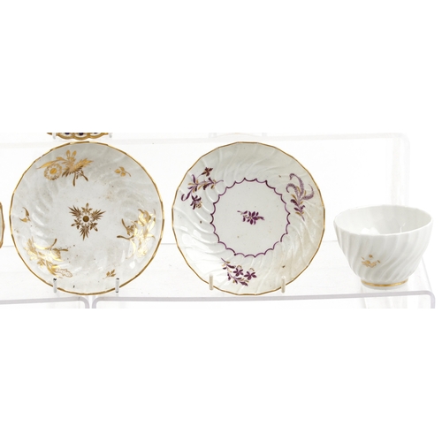 542 - 19th century English fluted and scalloped porcelain including teacups, tea bowls and saucers, the la... 