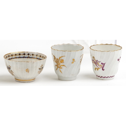 542 - 19th century English fluted and scalloped porcelain including teacups, tea bowls and saucers, the la... 