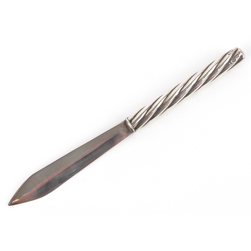 3597 - Villiers & Jackson, a Victorian silver letter opener, Chester 1895, 13cm in length, 11.0g.