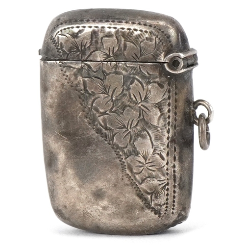3648 - An antique silver chatelaine vesta case, incomplete hallmarks, 3.7cm high, 7.9g.