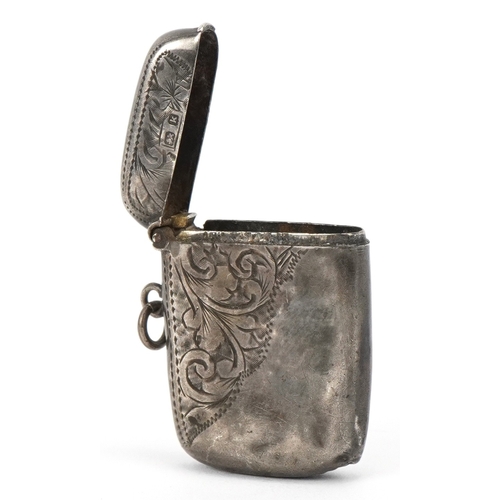3648 - An antique silver chatelaine vesta case, incomplete hallmarks, 3.7cm high, 7.9g.