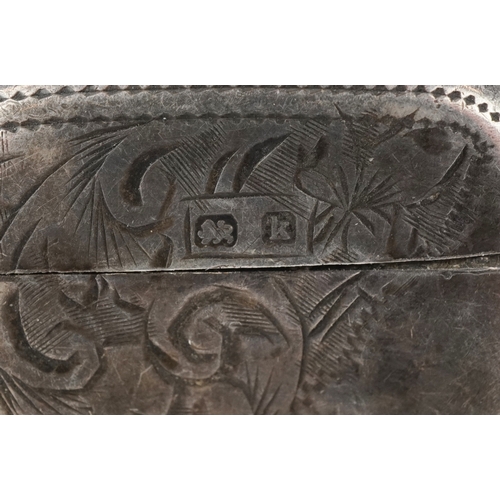 3648 - An antique silver chatelaine vesta case, incomplete hallmarks, 3.7cm high, 7.9g.