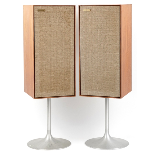 2573 - A pair of Rogers BBC Studio monitor speakers on stands, overall 101cm high.