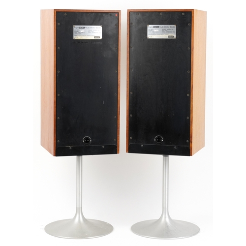 2573 - A pair of Rogers BBC Studio monitor speakers on stands, overall 101cm high.