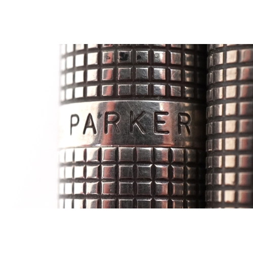 71 - A Parker 75 sterling silver fountain pen and ballpoint pen set with box and certificate, the fountai... 