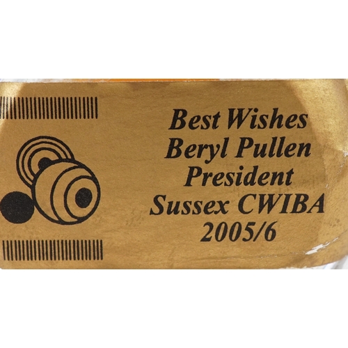 1614 - Two colourful glass paperweights and two cut glass scent bottles with silver mounts, the largest 8.5... 