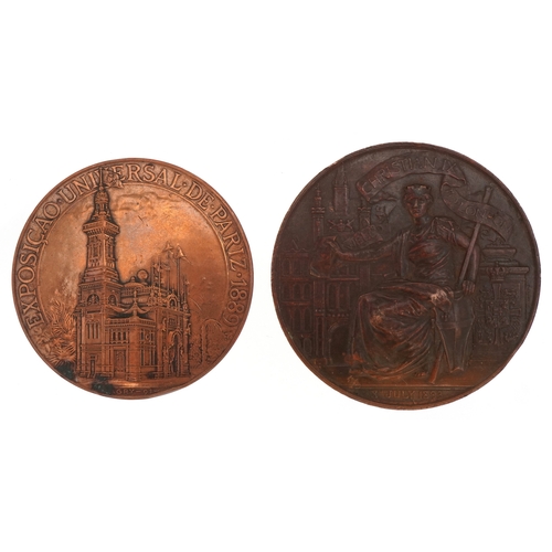 2791 - Two late 19th century bronze medallions comprising The Golden Wedding of King Christian IX and Queen... 