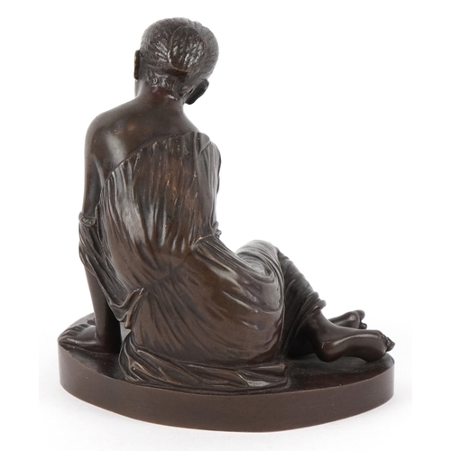 225 - A 20th century patinated bronze study of a seated young female, impressed Susse Frès. 12cm high.
