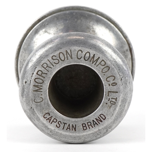1601 - A vintage aluminium advertising candlestick for C. Morrison Compo. Co. Ltd., Capstan Brand, 8.5cm hi... 