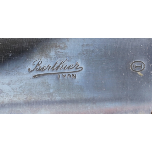 3744 - Berthier Lyon, a canteen of vintage stainless steel cutlery with horn handles, the canteen 47.5cm wi... 