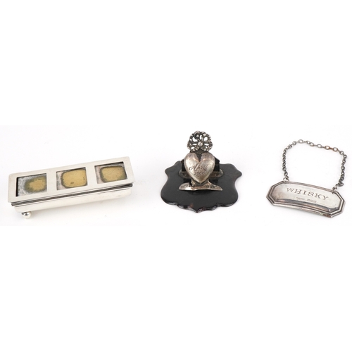 3723 - Victorian and later silver including a silver paperclip mounted on a tortoiseshell shield and a silv... 