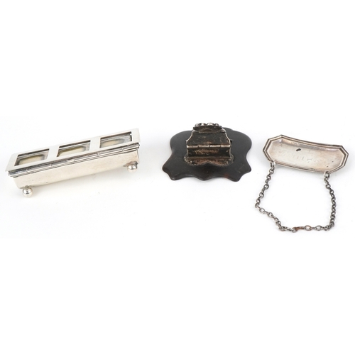 3723 - Victorian and later silver including a silver paperclip mounted on a tortoiseshell shield and a silv... 