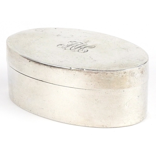 3684 - A George II silver nutmeg grater, possibly Thomas Willmore, 5cm wide, 36.7g.