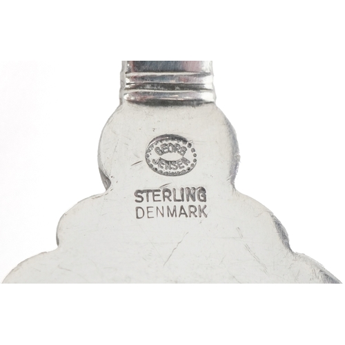 3731 - A pair of Georg Jensen Danish sterling silver serving spoons in the acorn pattern, London import mar... 