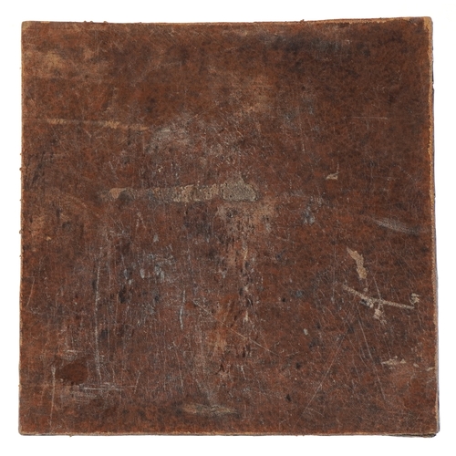 3717 - A Greek Orthodox silver mounted icon of Saint Demetrius, 11cm x 11.5cm, 53.8g.