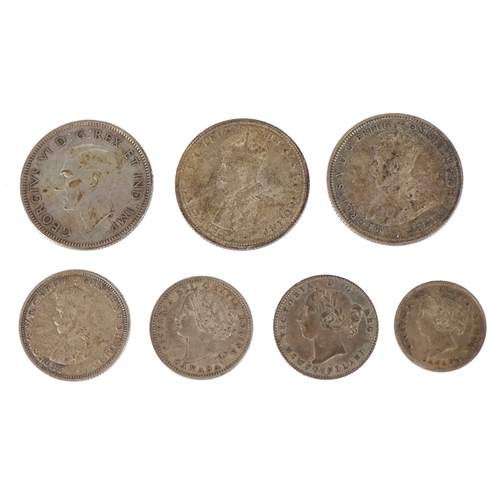 1124 - Seven Commonwealth 19th century and later silver coins comprising two Australian silver shillings da... 