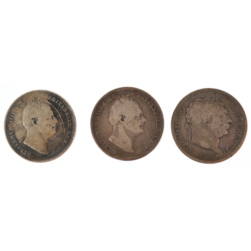 1119 - Six 19th century British silver shillings comprising George III 1816, George IV 1826, William IV 183... 