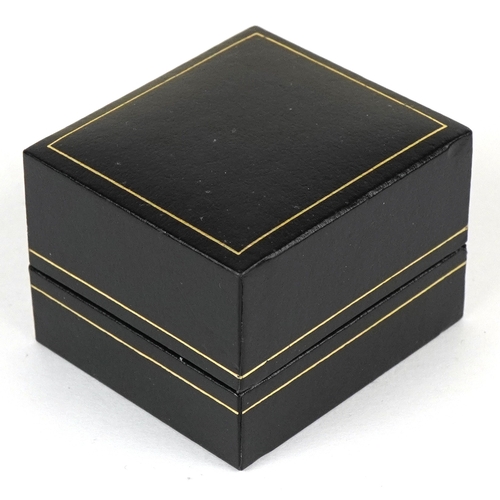 3149 - A 9ct gold topaz trilogy ring, size P, 2.6g.