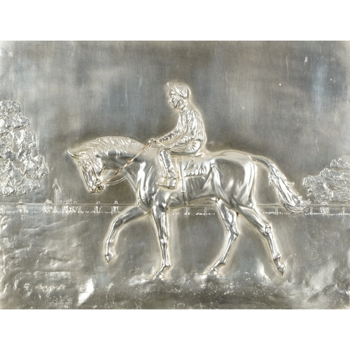 3669 - Stanley Argent - Up to the Tape, a limited edition silver plate bas-relief plaque of a racing horse,... 
