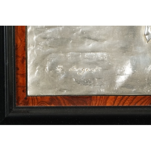 3669 - Stanley Argent - Up to the Tape, a limited edition silver plate bas-relief plaque of a racing horse,... 