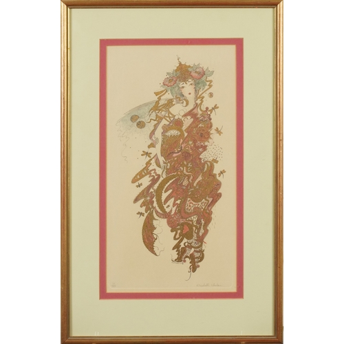 2404 - Elizabeth Whelan - Fairy with dragonflies, 20th century British school limited edition print, 39/750... 