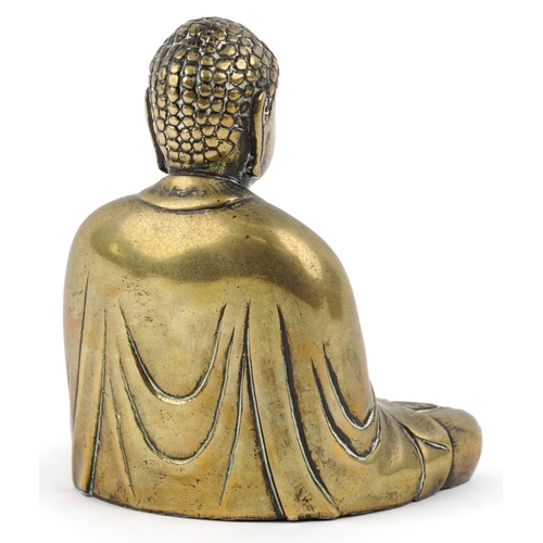 1847 - A Chinese gilt bronze figure of Buddha in the lotus position, 12cm high.