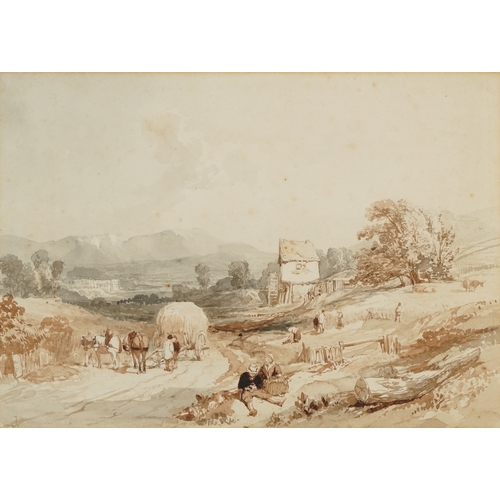 2368 - C. Stanfield - Haycart on a track, early 20th century British school watercolour on paper, framed, 3... 