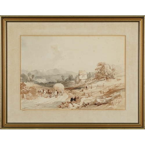 2368 - C. Stanfield - Haycart on a track, early 20th century British school watercolour on paper, framed, 3... 