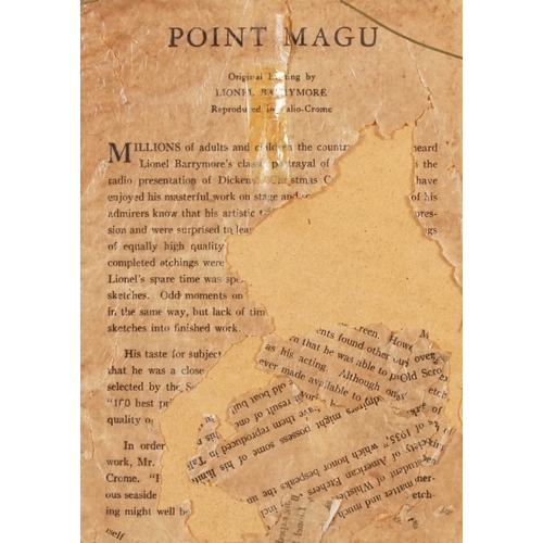 2387 - Lionel Barrymore - Point Magu, 20th century British school etching reproduced in talio-crome, signed... 