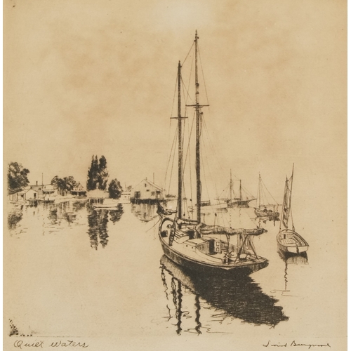 2386 - Lionel Barrymore - Quiet Waters, 20th century British school etching reproduced in talio-crome, sign... 