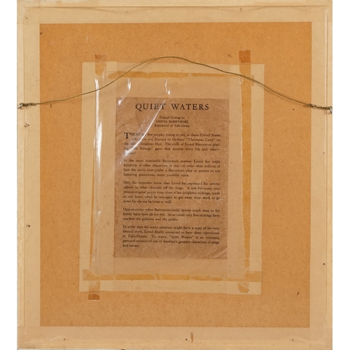 2386 - Lionel Barrymore - Quiet Waters, 20th century British school etching reproduced in talio-crome, sign... 