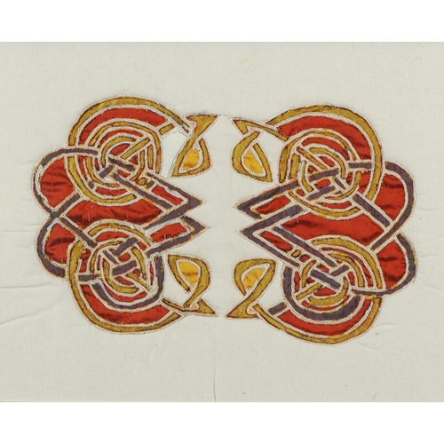 1032 - A 20th century Irish Celtic knot design needlework sampler, framed and glazed, 39cm x 49cm.