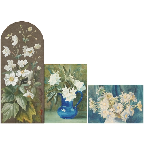 2277 - A. Harrison - Two still life studies of flowers, 20th century British school watercolours on paper, ... 