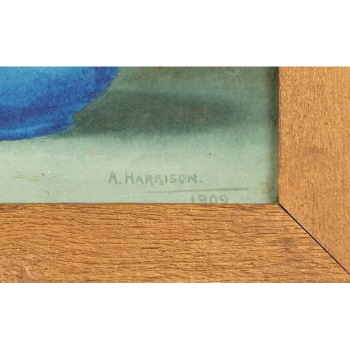 2277 - A. Harrison - Two still life studies of flowers, 20th century British school watercolours on paper, ... 