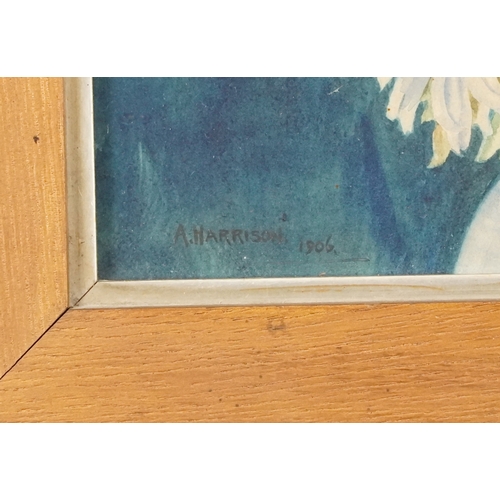 2277 - A. Harrison - Two still life studies of flowers, 20th century British school watercolours on paper, ... 