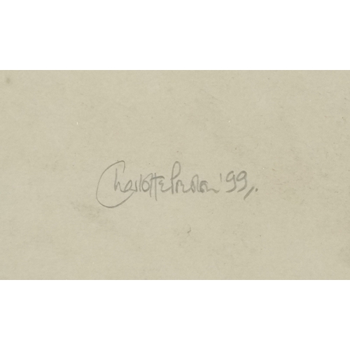 2237 - Charlotte Preston - Study of a racehorse, late 20th century British school mixed media on paper, sig... 