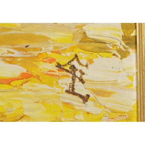 2375 - Gwen Leigh - Easy Rider, a 20th century mixed media acrylic and mosaic on board, framed, 60cm x 74cm... 